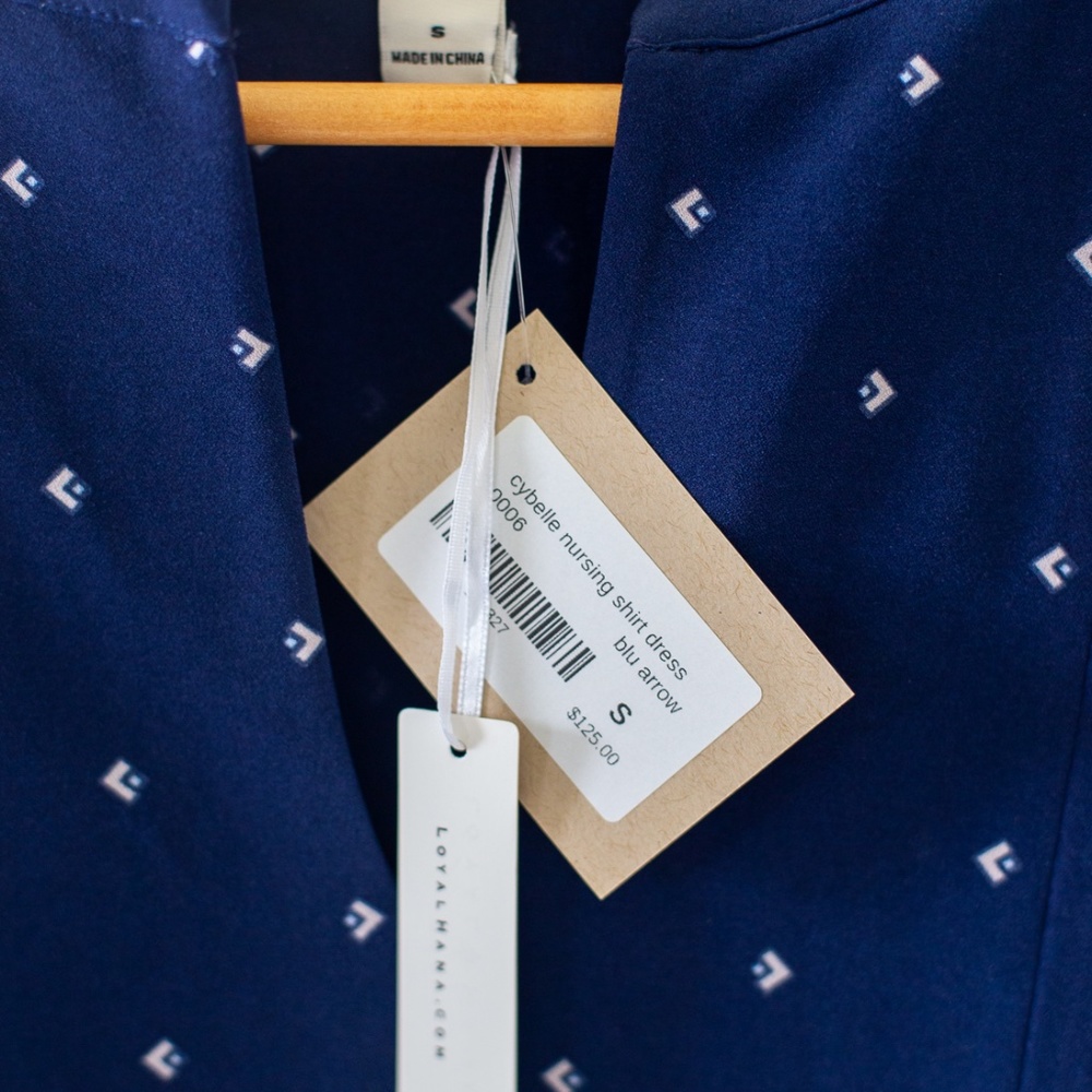 Loyal Hana Cybelle Maternity Nursing Shirt Dress Size S Small Navy Blue Arrow - Picture 5 of 5